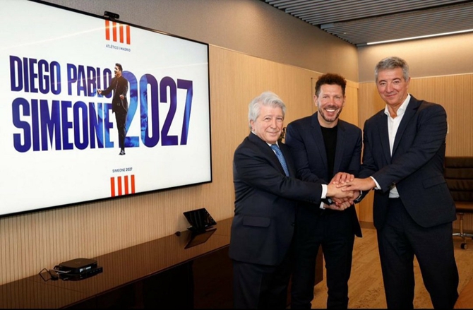 Simeone extends contract with Atletico Madrid until 2027